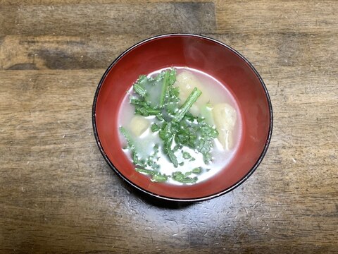 味噌汁レシピ　春菊と油揚げの味噌汁